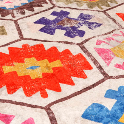 Vloerkleed Wasbaar Anti-Slip Meerkleurig Blauw En Wit 190 x 300 cm