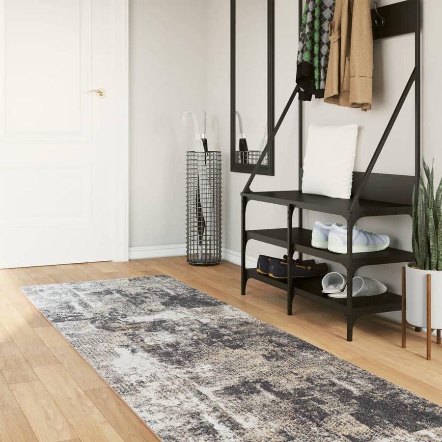 Vloerkleed Wasbaar Anti-Slip Meerkleurig Zwart En Wit 80 x 300 cm