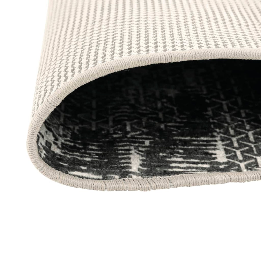 Vloerkleed Wasbaar Anti-Slip Meerkleurig Zwart En Wit Ø 120 cm