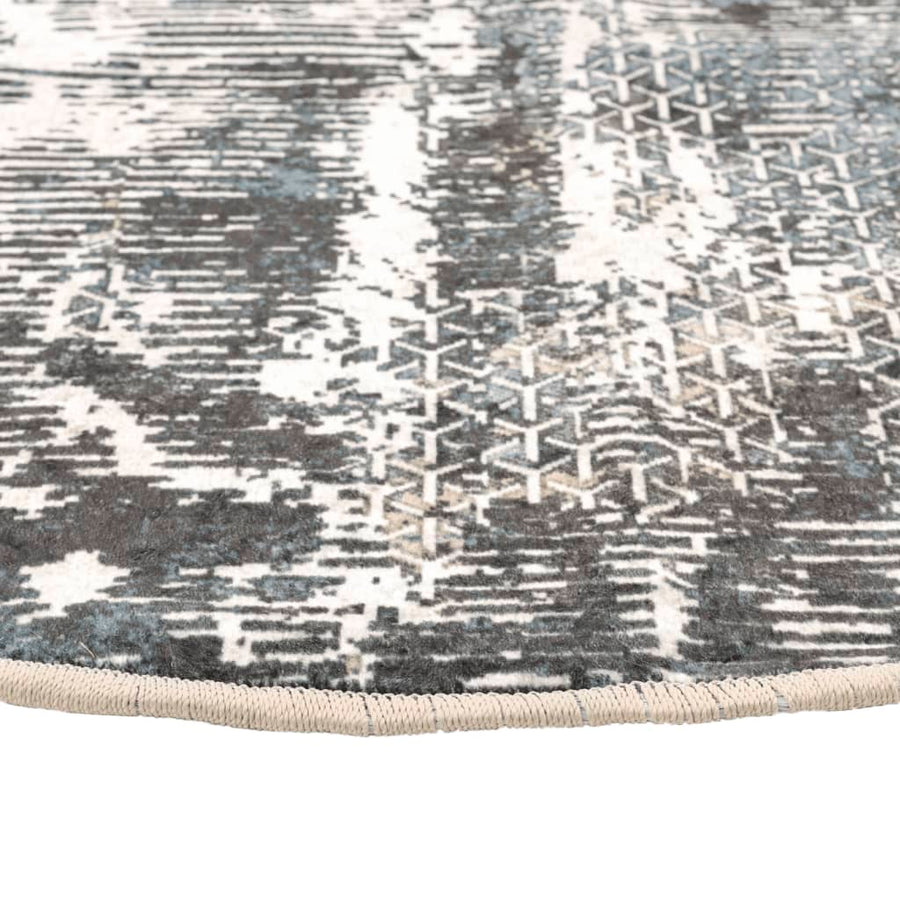 Vloerkleed Wasbaar Anti-Slip Meerkleurig Zwart En Wit Ø 120 cm