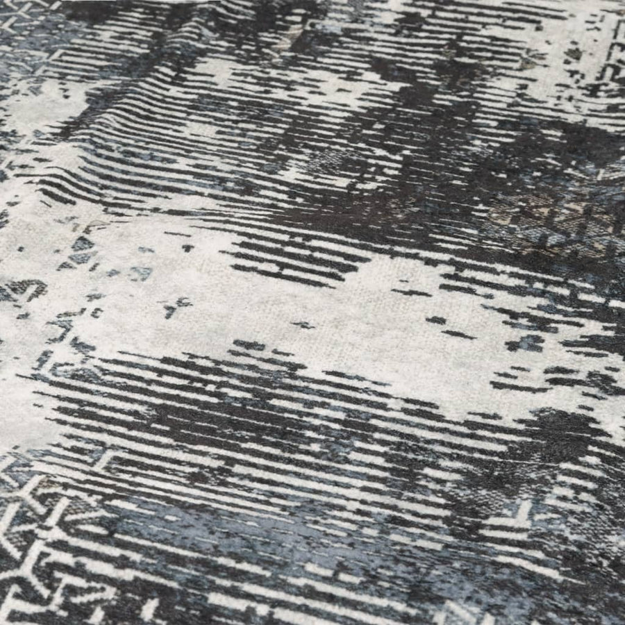 Vloerkleed Wasbaar Anti-Slip Meerkleurig Zwart En Wit Ø 120 cm