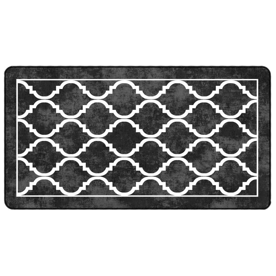 Vloerkleed Wasbaar Anti-Slip En Wit Zwart En Donkergrijs 80 x 150 cm