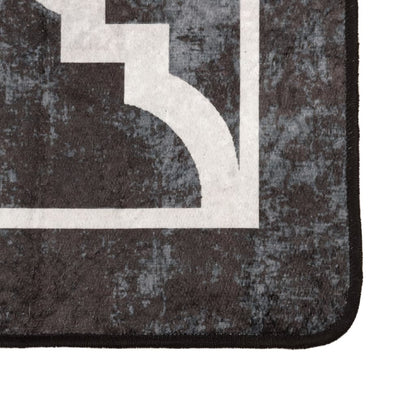 Vloerkleed Wasbaar Anti-Slip En Wit Zwart En Donkergrijs 80 x 150 cm