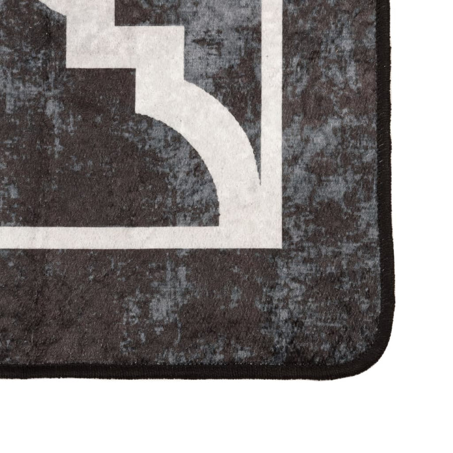 Vloerkleed Wasbaar Anti-Slip En Wit Zwart En Donkergrijs 80 x 150 cm