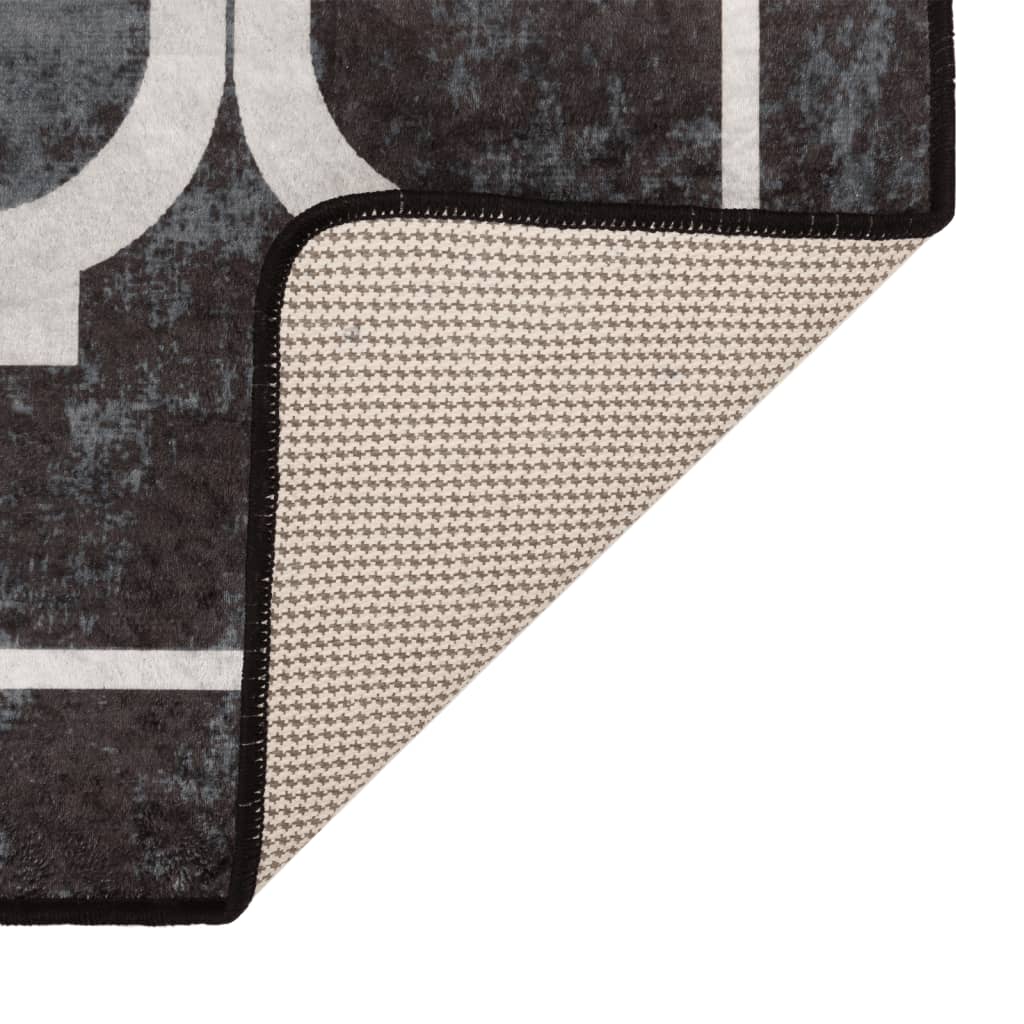 Vloerkleed Wasbaar Anti-Slip En Wit Zwart En Donkergrijs 80 x 150 cm