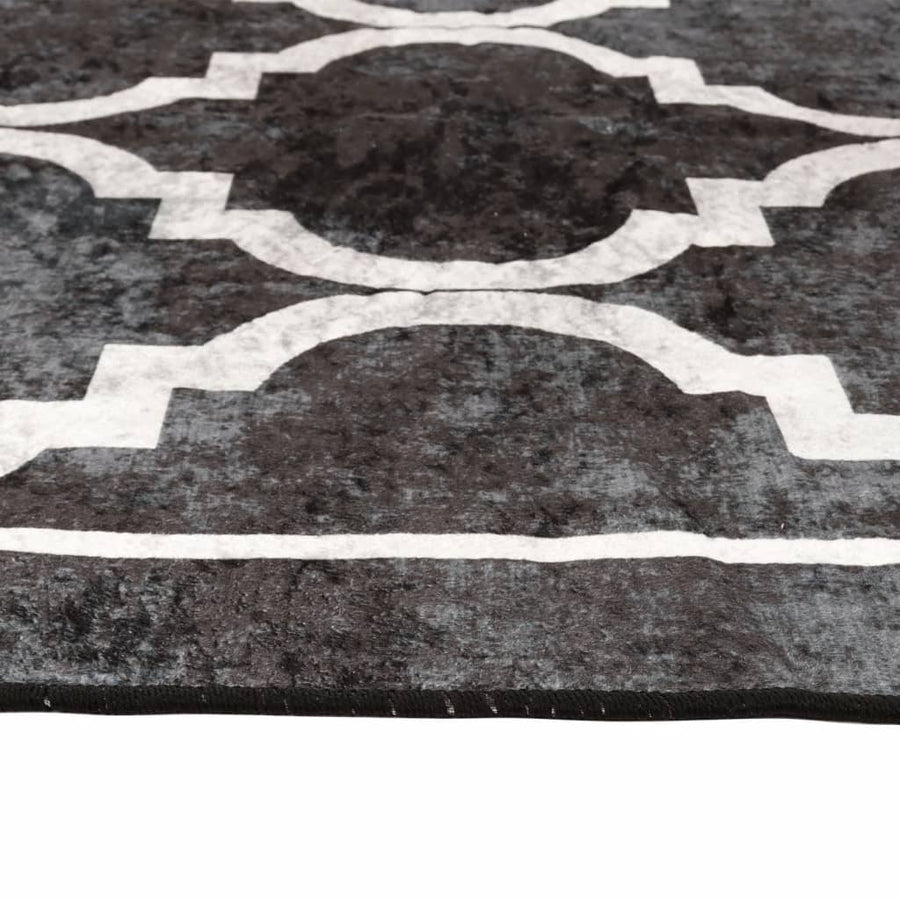 Vloerkleed Wasbaar Anti-Slip En Wit Zwart En Donkergrijs 80 x 150 cm