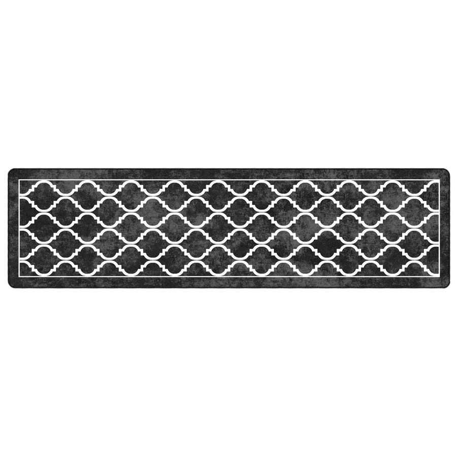 Vloerkleed Wasbaar Anti-Slip En Wit Zwart En Donkergrijs 80 x 300 cm