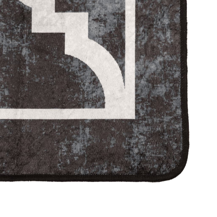 Vloerkleed Wasbaar Anti-Slip En Wit Zwart En Donkergrijs 80 x 300 cm