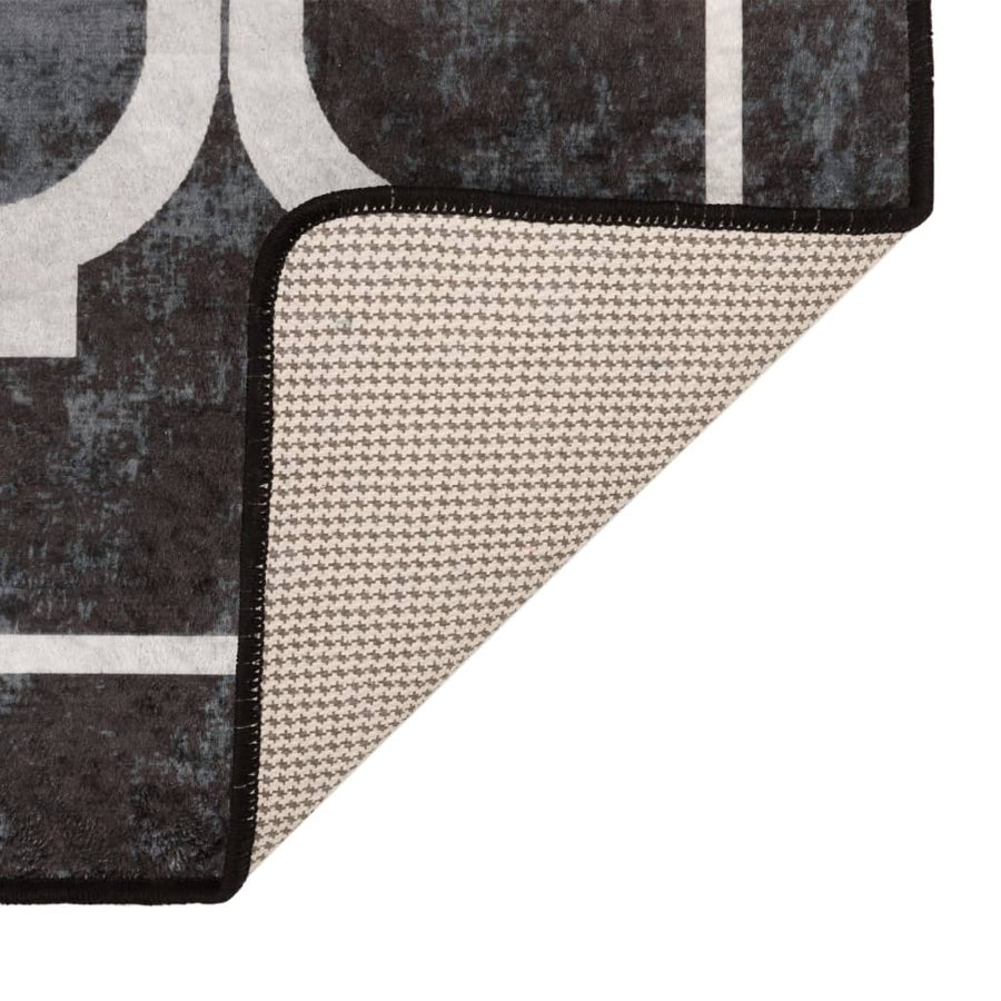 Vloerkleed Wasbaar Anti-Slip En Wit Zwart En Donkergrijs 80 x 300 cm