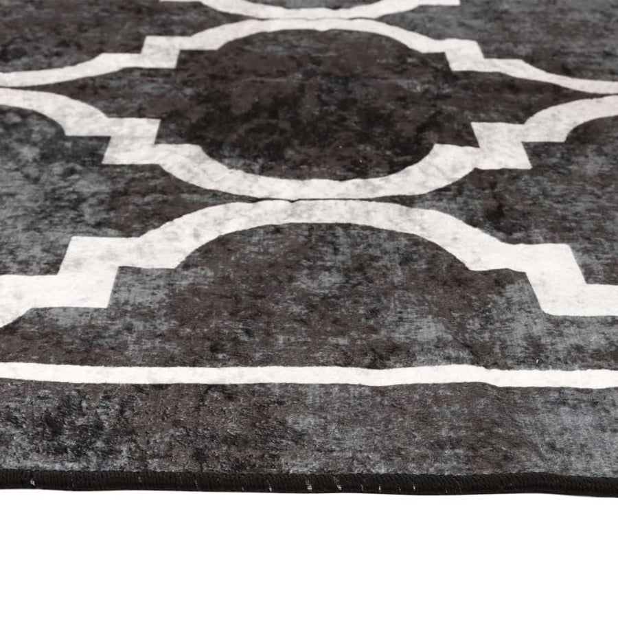 Vloerkleed Wasbaar Anti-Slip En Wit Zwart En Donkergrijs 80 x 300 cm