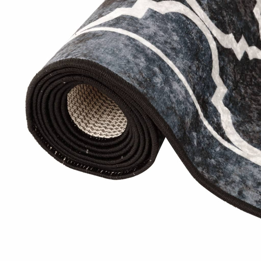 Vloerkleed Wasbaar Anti-Slip En Wit Zwart En Donkergrijs 120 x 180 cm