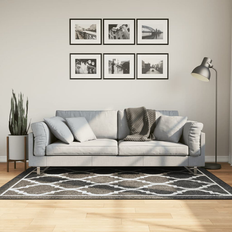 Vloerkleed Wasbaar Anti-Slip En Wit Zwart En Donkergrijs 120 x 180 cm