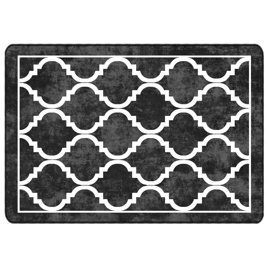 Vloerkleed Wasbaar Anti-Slip En Wit Zwart En Donkergrijs 160 x 230 cm