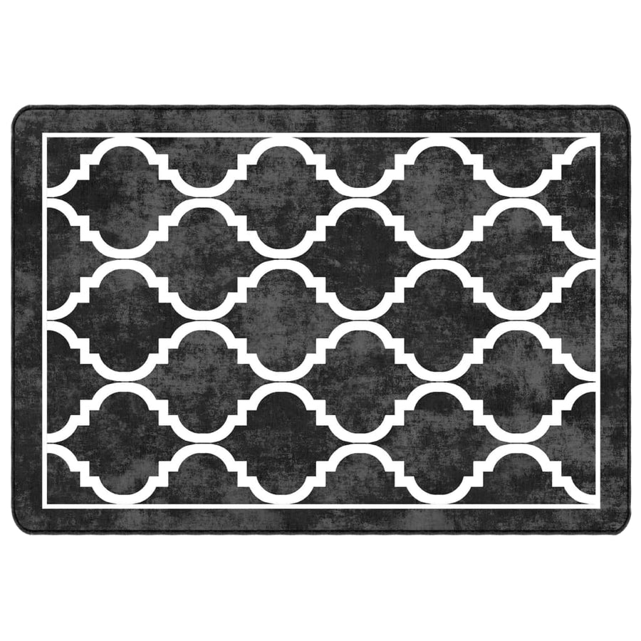 Vloerkleed Wasbaar Anti-Slip En Wit Zwart En Donkergrijs 160 x 230 cm