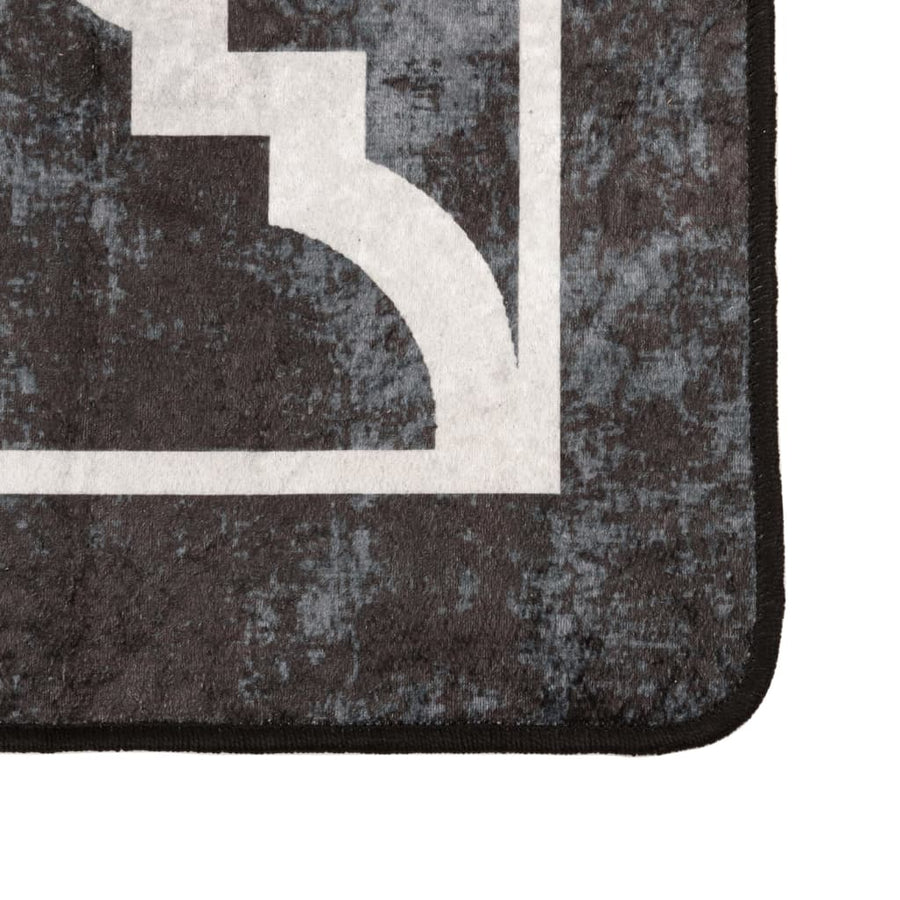 Vloerkleed Wasbaar Anti-Slip En Wit Zwart En Donkergrijs 160 x 230 cm