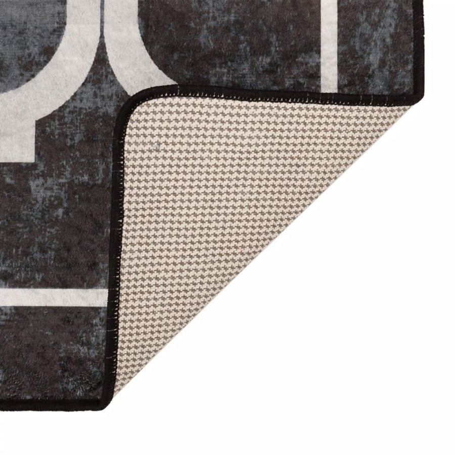 Vloerkleed Wasbaar Anti-Slip En Wit Zwart En Donkergrijs 160 x 230 cm