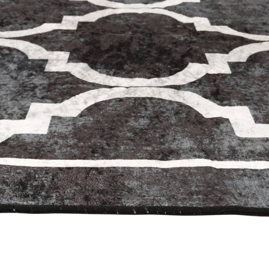 Vloerkleed Wasbaar Anti-Slip En Wit Zwart En Donkergrijs 160 x 230 cm