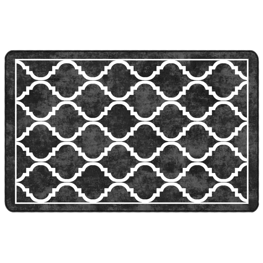 Vloerkleed Wasbaar Anti-Slip En Wit Zwart En Donkergrijs 190 x 300 cm