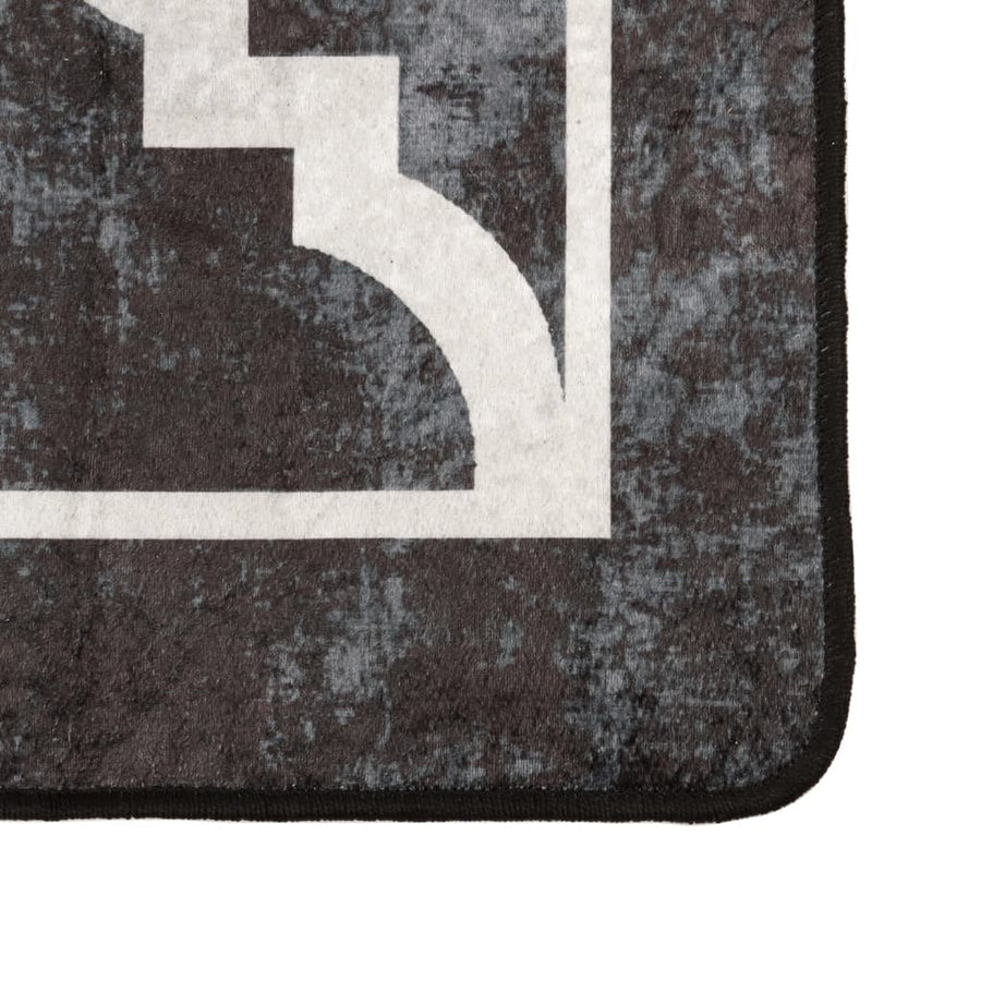 Vloerkleed Wasbaar Anti-Slip En Wit Zwart En Donkergrijs 190 x 300 cm