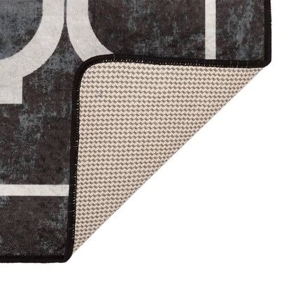 Vloerkleed Wasbaar Anti-Slip En Wit Zwart En Donkergrijs 190 x 300 cm