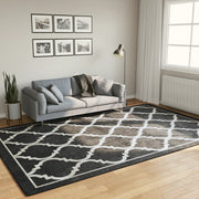 Vloerkleed 190x300 cm zwart wit wasbaar anti-slip