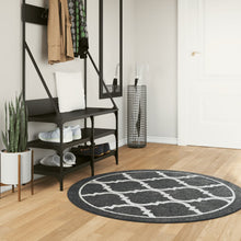 Vloerkleed Wasbaar Anti-Slip En Wit Zwart En Donkergrijs Ø 120 cm