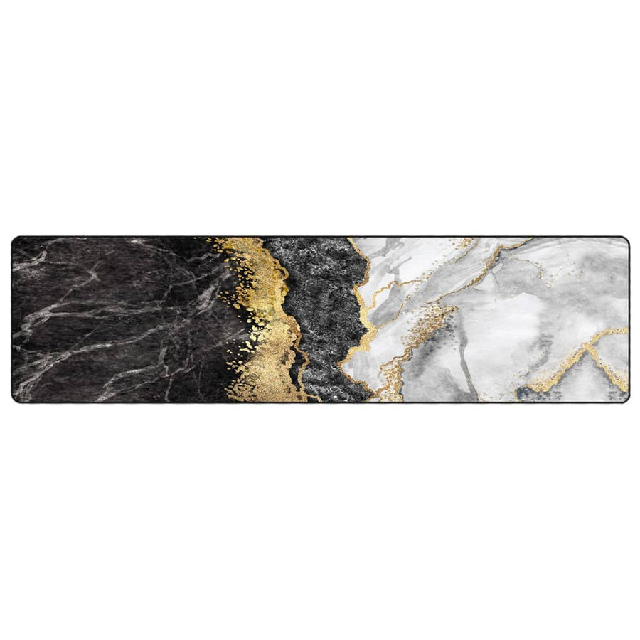 Vloerkleed Wasbaar Anti-Slip Meerkleurig Goud En Wit 80 x 300 cm