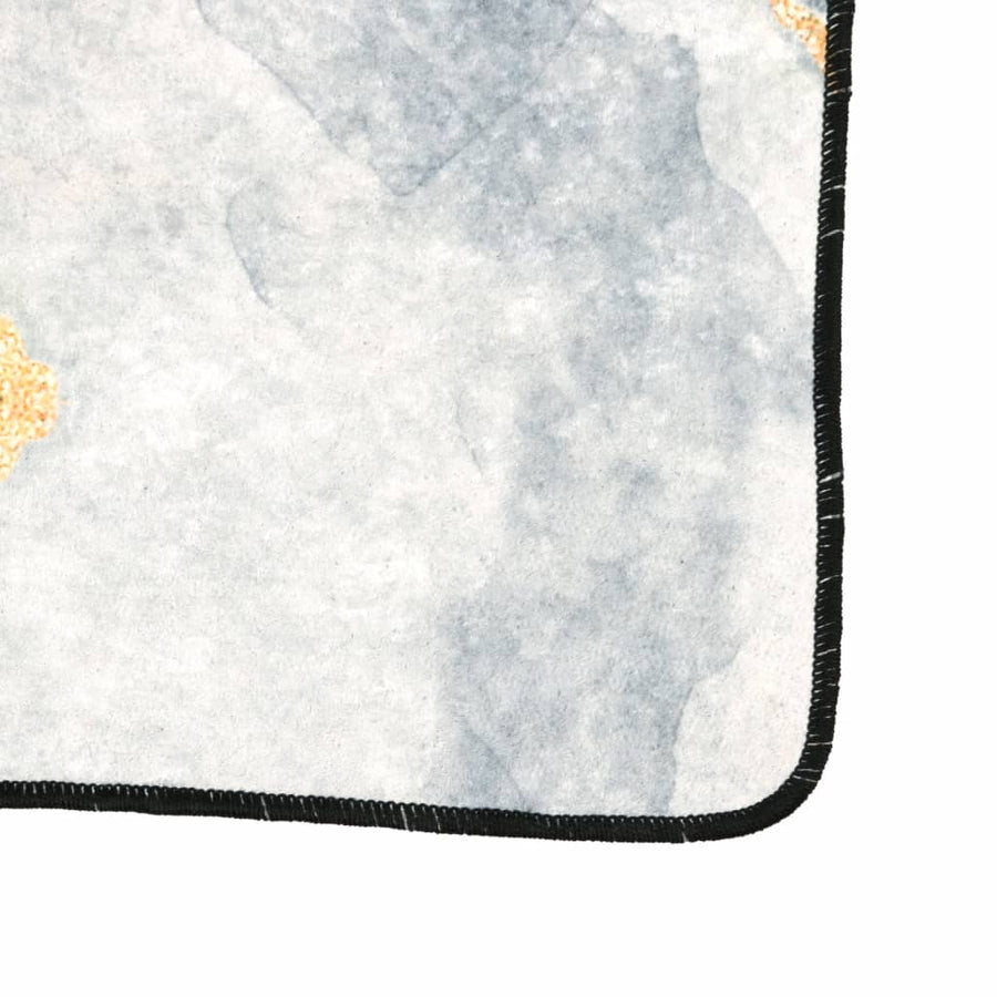 Vloerkleed Wasbaar Anti-Slip Meerkleurig Goud En Wit 80 x 300 cm