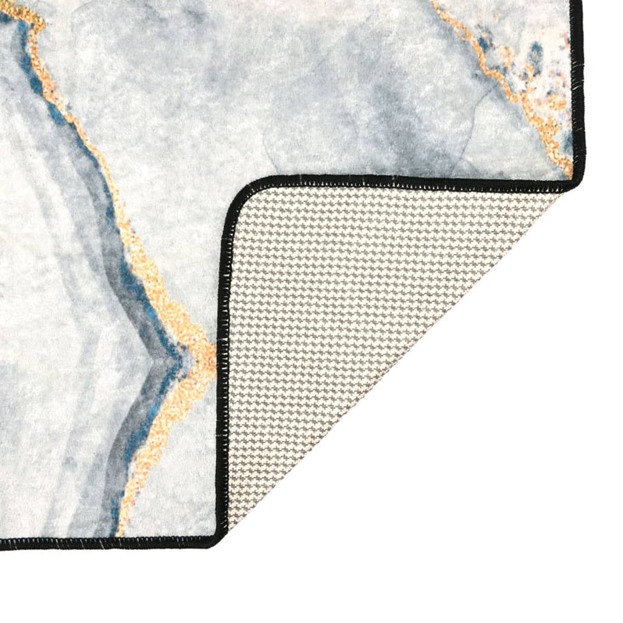 Vloerkleed Wasbaar Anti-Slip Meerkleurig Goud En Wit 80 x 300 cm