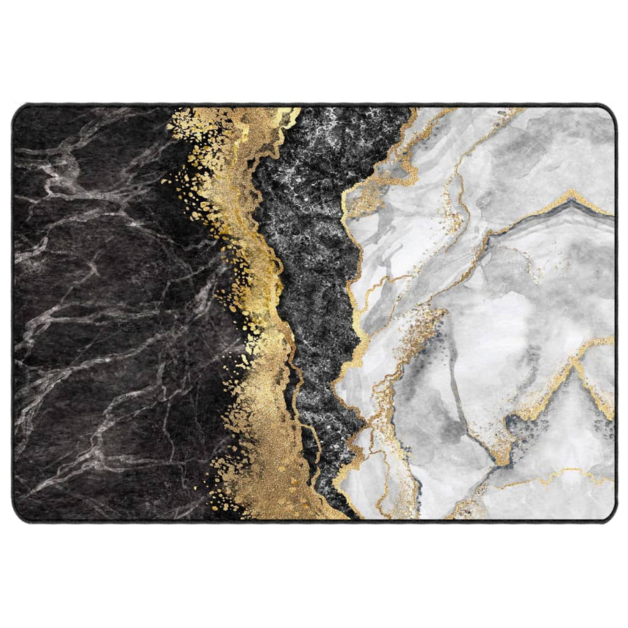 Vloerkleed Wasbaar Anti-Slip Meerkleurig Goud En Wit 120 x 180 cm