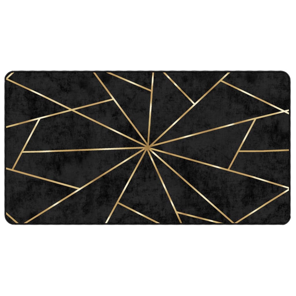 Vloerkleed Wasbaar Anti-Slip Kleurig Zwart En Goud 80 x 150 cm