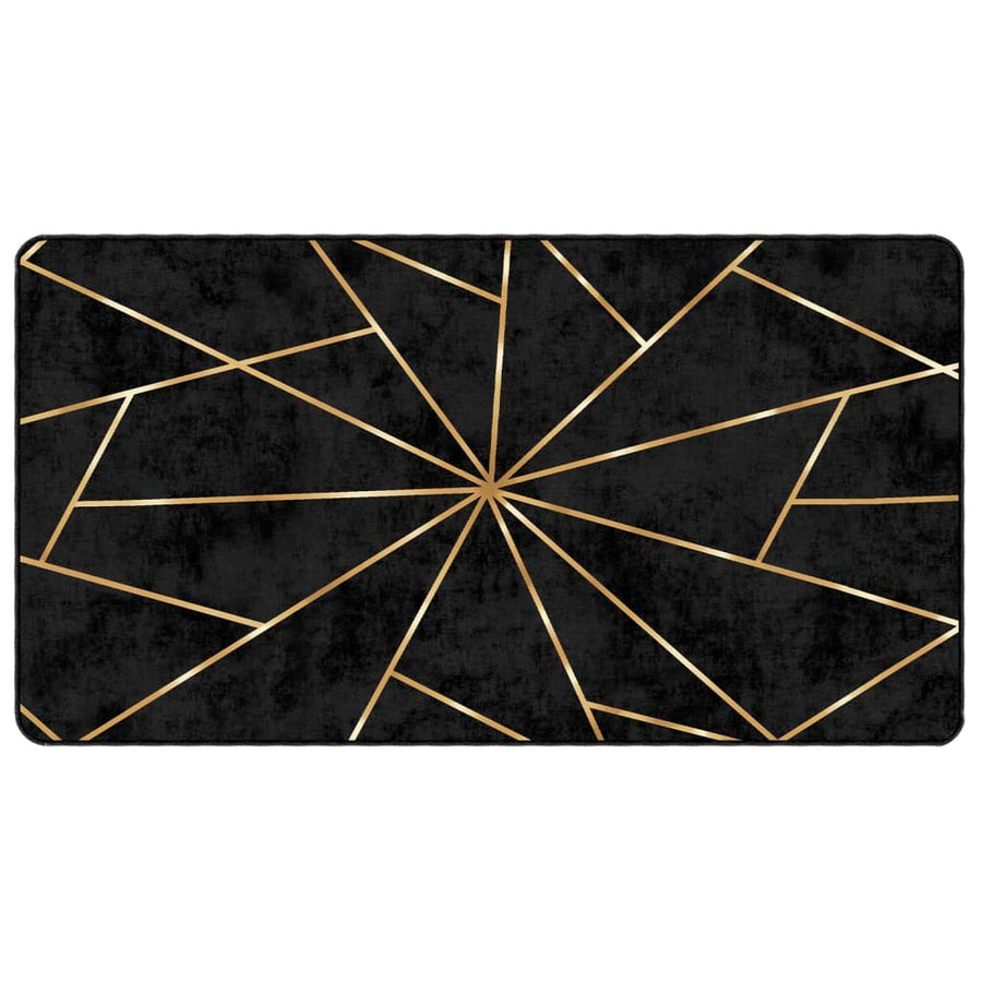 Vloerkleed Wasbaar Anti-Slip Kleurig Zwart En Goud 80 x 150 cm