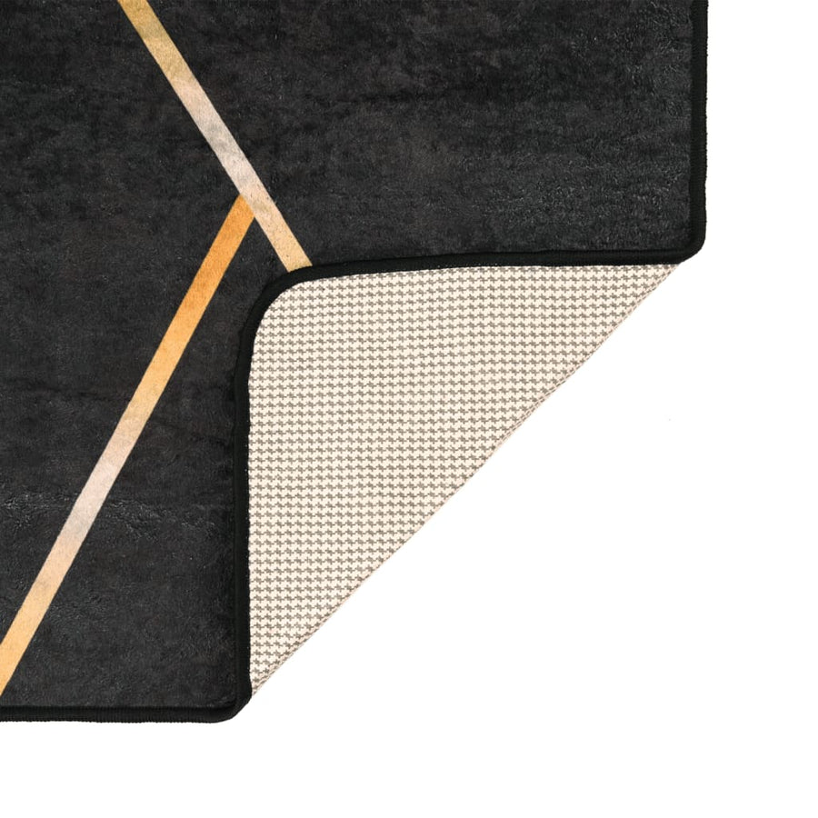 Vloerkleed Wasbaar Anti-Slip Kleurig Zwart En Goud 80 x 150 cm