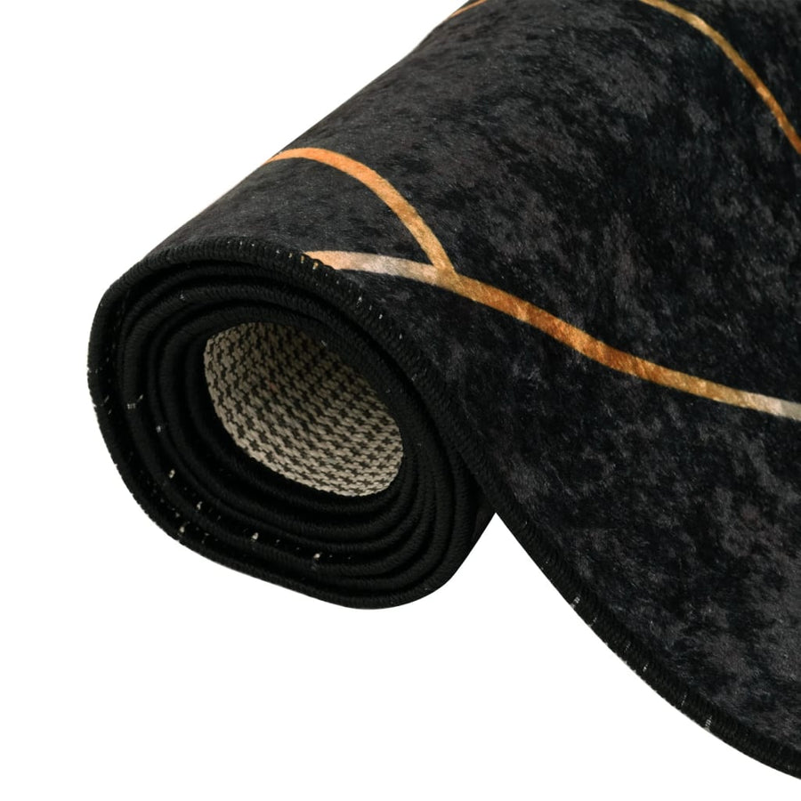 Vloerkleed Wasbaar Anti-Slip Kleurig Zwart En Goud 80 x 150 cm