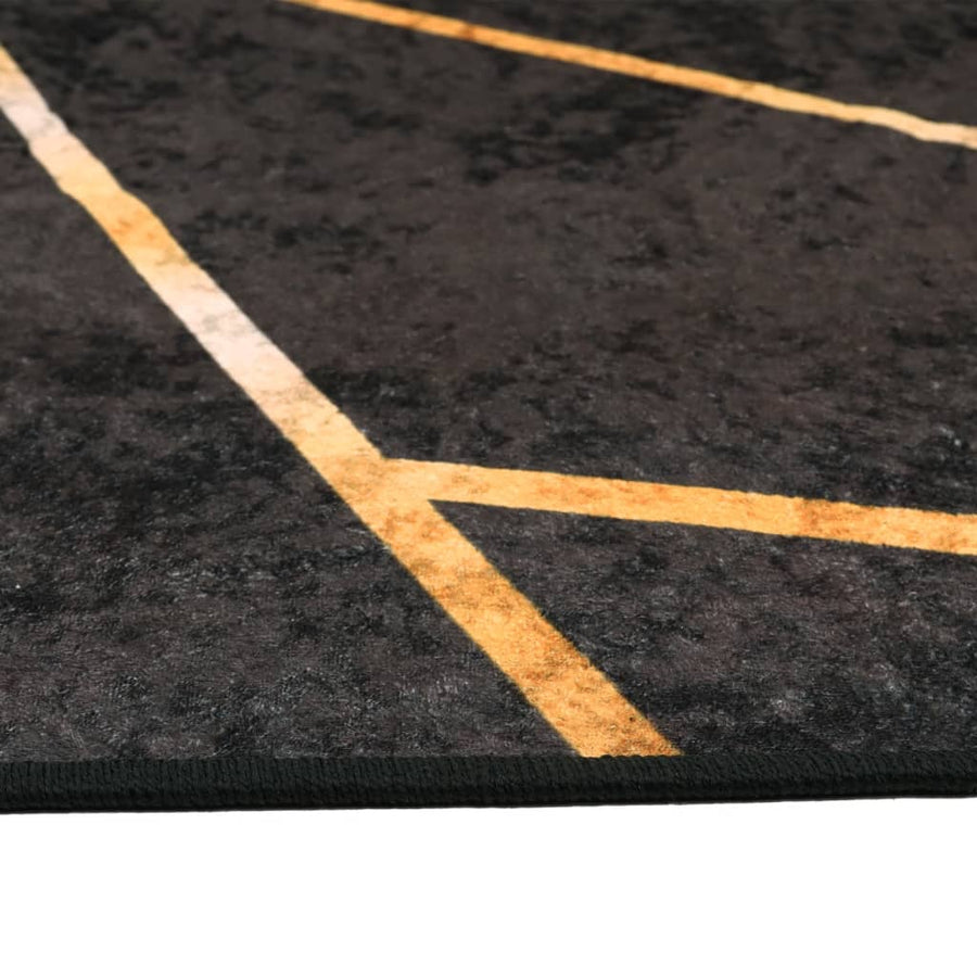 Vloerkleed Wasbaar Anti-Slip Kleurig Zwart En Goud 80 x 150 cm