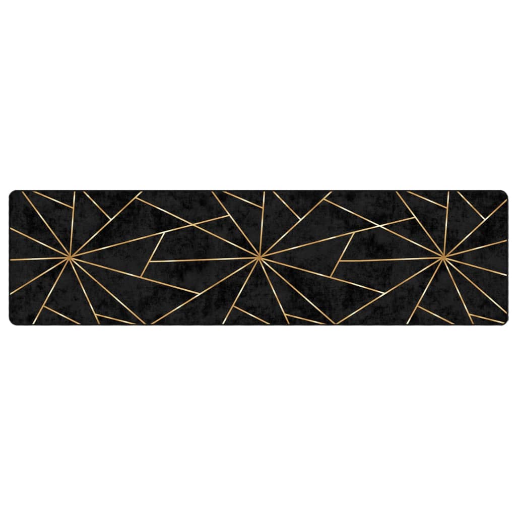 Vloerkleed Wasbaar Anti-Slip Kleurig Zwart En Goud 80 x 300 cm