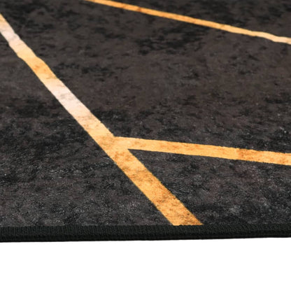 Vloerkleed Wasbaar Anti-Slip Kleurig Zwart En Goud 80 x 300 cm