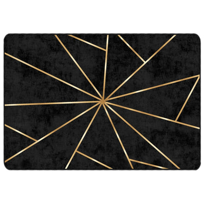 Vloerkleed wasbaar 120x180 cm zwart en goudkleurig