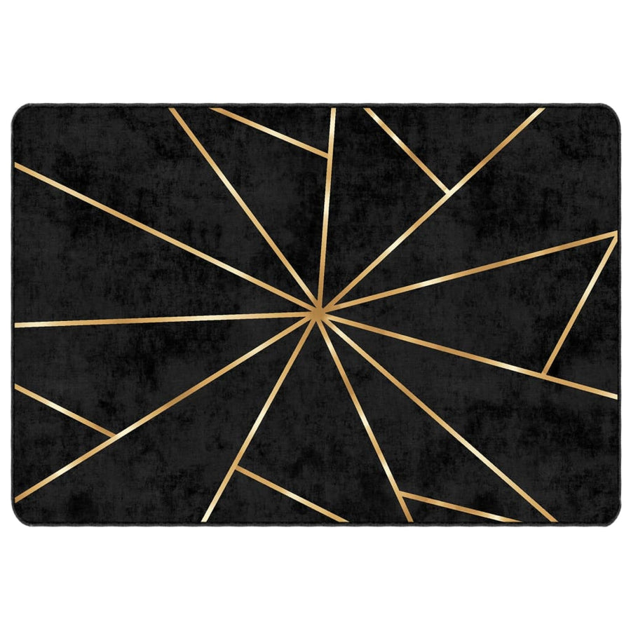 Vloerkleed wasbaar 120x180 cm zwart en goudkleurig