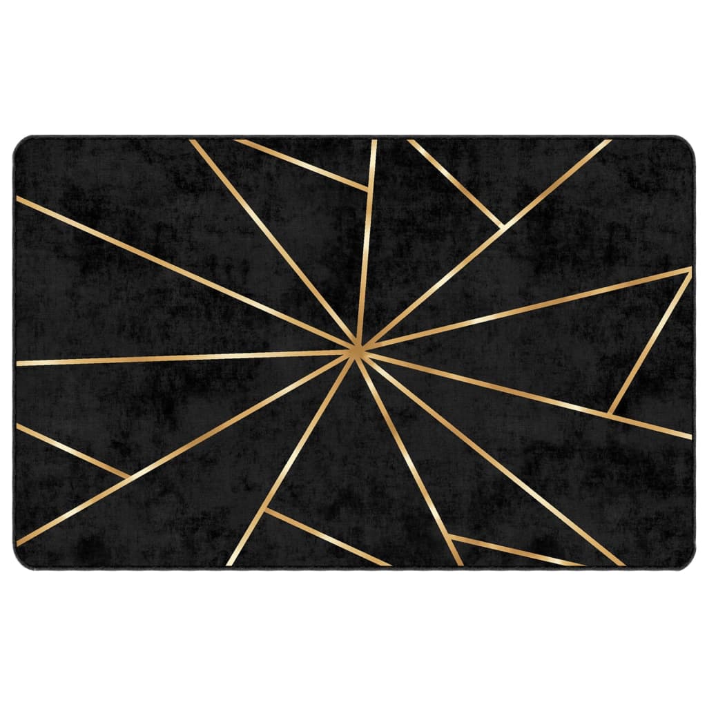 Vloerkleed Wasbaar Anti-Slip Kleurig Zwart En Goud 190 x 300 cm