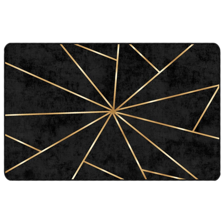 Vloerkleed Wasbaar Anti-Slip Kleurig Zwart En Goud 190 x 300 cm