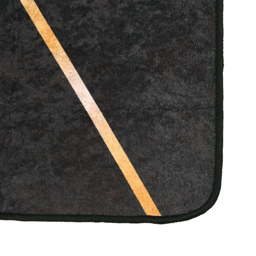 Vloerkleed Wasbaar Anti-Slip Kleurig Zwart En Goud 190 x 300 cm