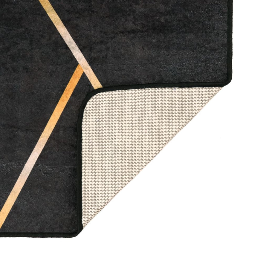 Vloerkleed Wasbaar Anti-Slip Kleurig Zwart En Goud 190 x 300 cm