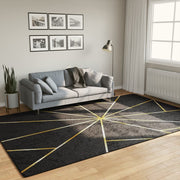 Vloerkleed wasbaar anti-slip 190x300 cm zwart goud