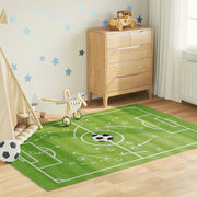Vloerkleed kind voetbalveld 160x230 cm groen wasbaar antislip