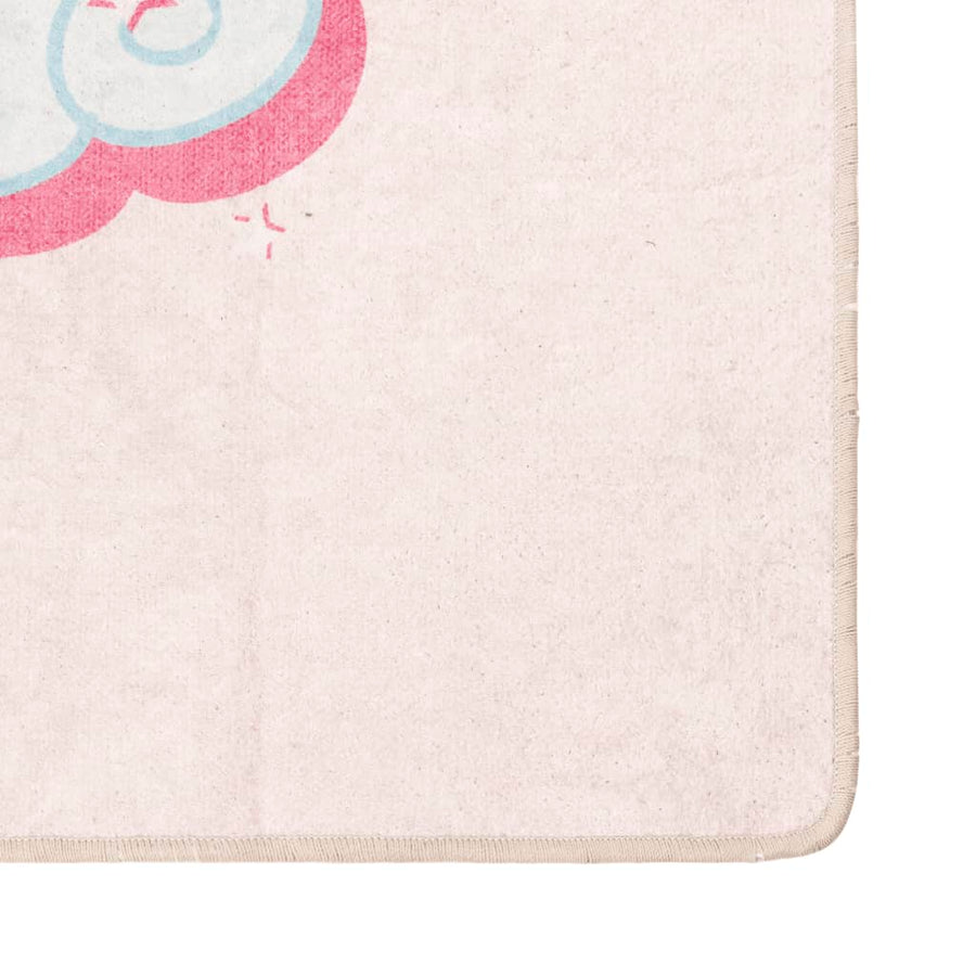 Kindervloerkleed Eenhoorn Wasbaar Antislip 160X230 Cm Groen Roze