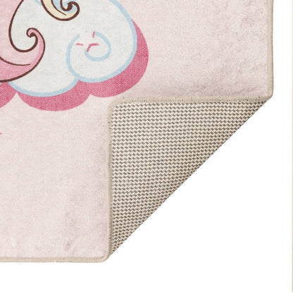 Kindervloerkleed Eenhoorn Wasbaar Antislip 160X230 Cm Groen Roze