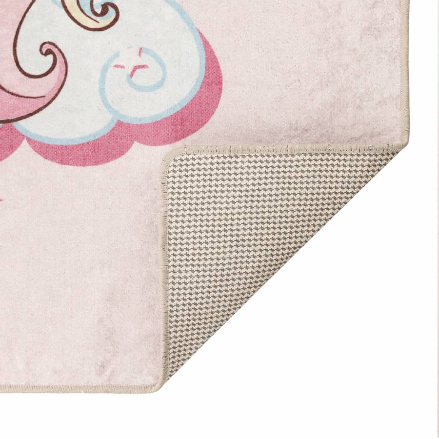 Kindervloerkleed Eenhoorn Wasbaar Antislip 160X230 Cm Groen Roze
