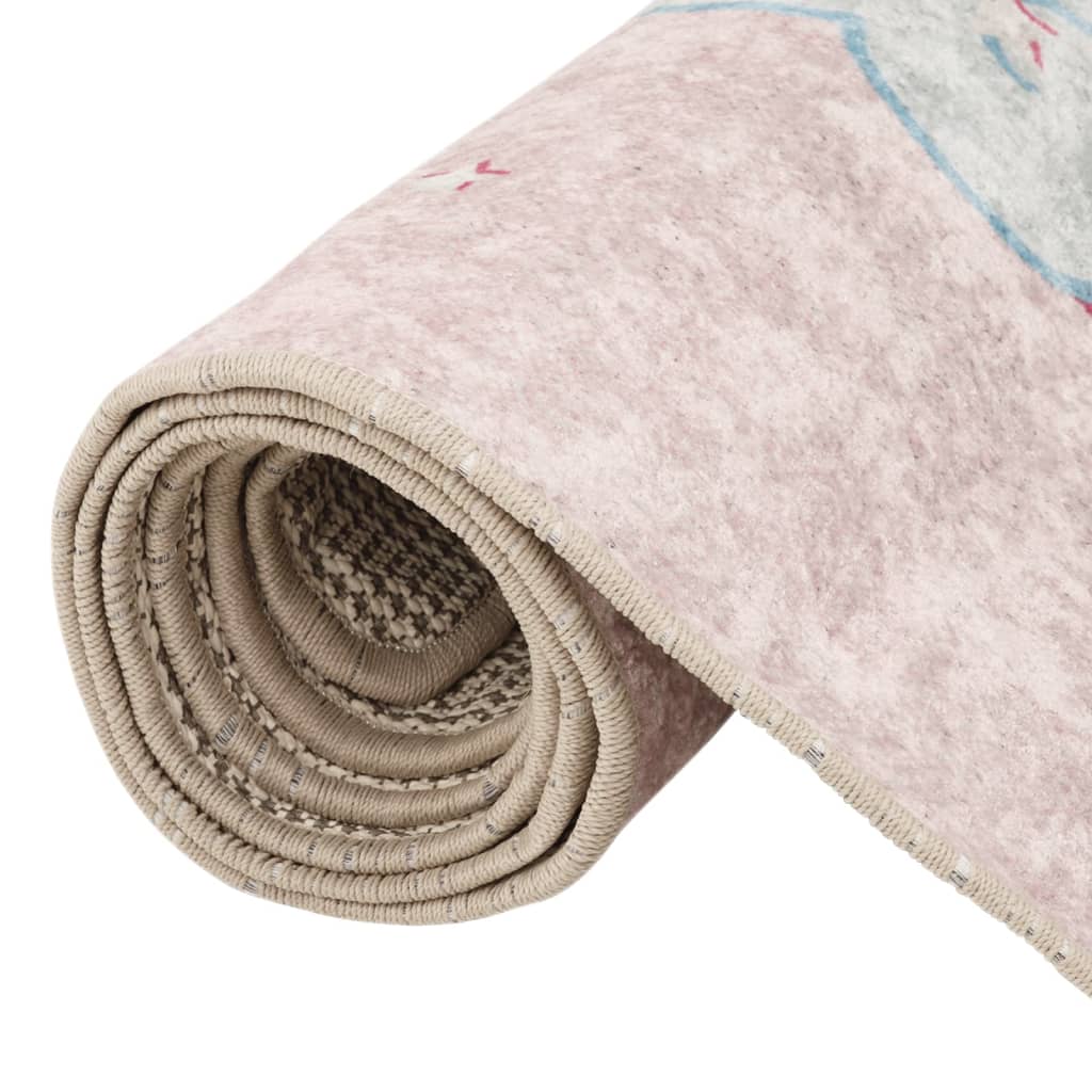 Kindervloerkleed Eenhoorn Wasbaar Antislip 160X230 Cm Groen Roze