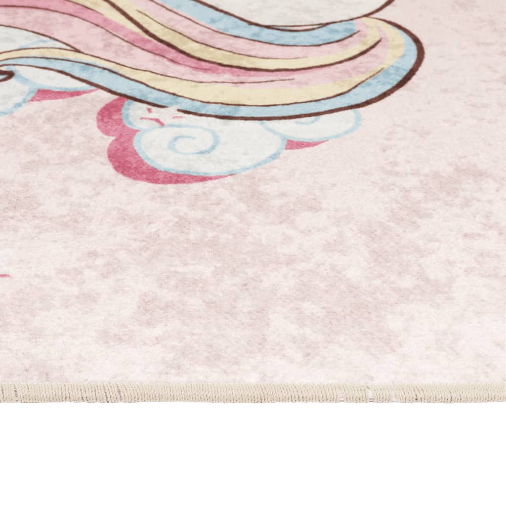 Kindervloerkleed Eenhoorn Wasbaar Antislip 160X230 Cm Groen Roze